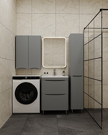 Style Line Мебель для ванной Бергамо Мини 60 серая Люкс антискрейтч Plus – фотография-18